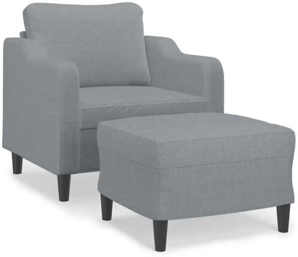vidaXL Sessel mit Hocker Hellgrau 60 cm Stoff 3201127