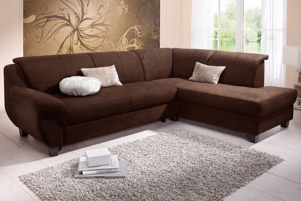 Home affaire Ecksofa Yesterday zeitlos und elegant, bequeme Armlehnen, L-Form, Microfaser MELROSE®, mocca