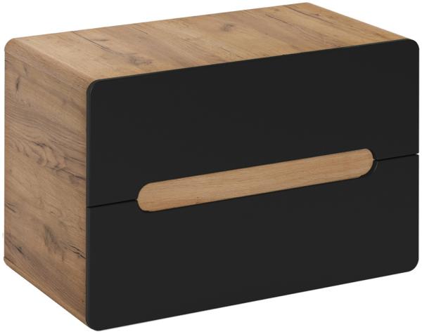 Waschtischunterschrank 80 cm NEW-LUTON in seidenmatt anthrazit mit Wotan Eiche Nb, 2 Schubkästen, B/H/T ca. 80/53/46 cm