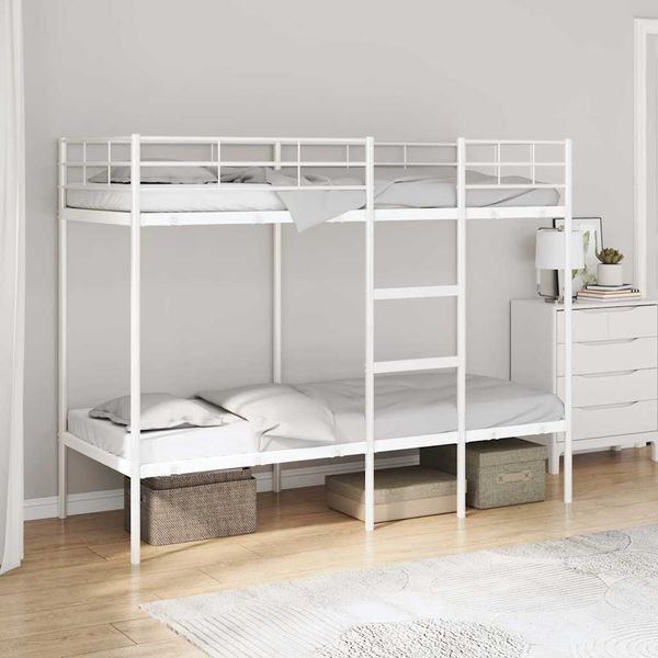 vidaXL Etagenbett ohne Matratze Weiß 75x190 cm Stahl 42000326