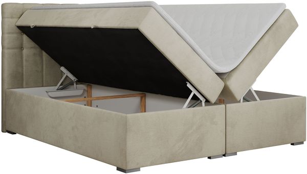 Boxspringbett, Deko Bed mit Matratze und Topper - SUSAN - 120x200cm - Beige Velours - H3 Bild 4