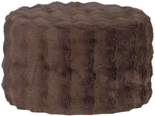 Hocker Olven aus flauschigem Stoff, modern gepolstert, rund, dunkelbraun, 60 x 60 x 36 cm