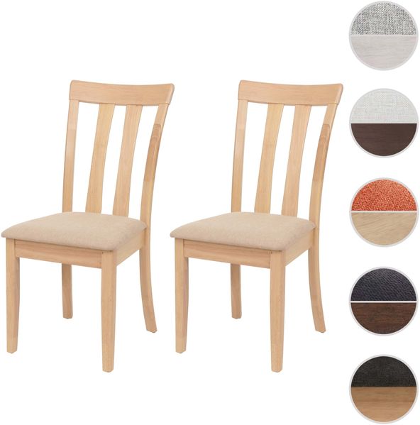 2er-Set Esszimmerstuhl HWC-G46, Küchenstuhl Stuhl, Stoff/Textil Massiv-Holz ~ naturfarbenes Gestell, beige Bild 9