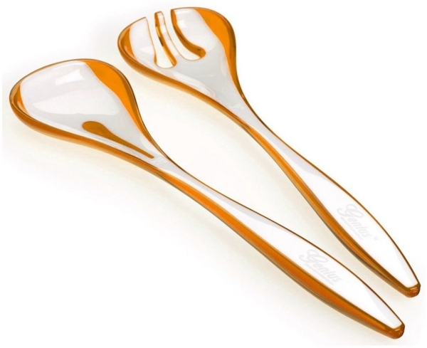 Farbauswahl Genius Salatbesteck Salat Besteck Salatlöffel Salatzange Salatgabel Weiß-Orange