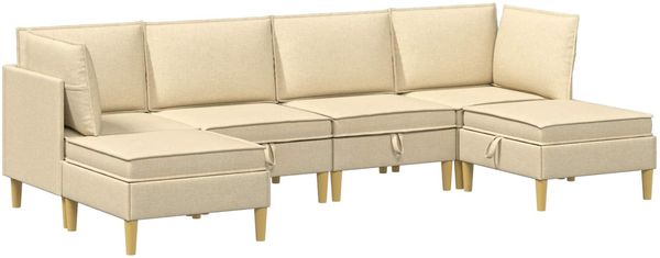 vidaXL Modular Sofa Set mit Stauraum 6 pcs Creme Stoff 3413712 Bild 2