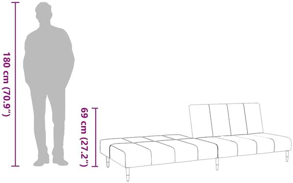 vidaXL Schlafsofa 2-Sitzer Creme Samt 375883 Bild 12