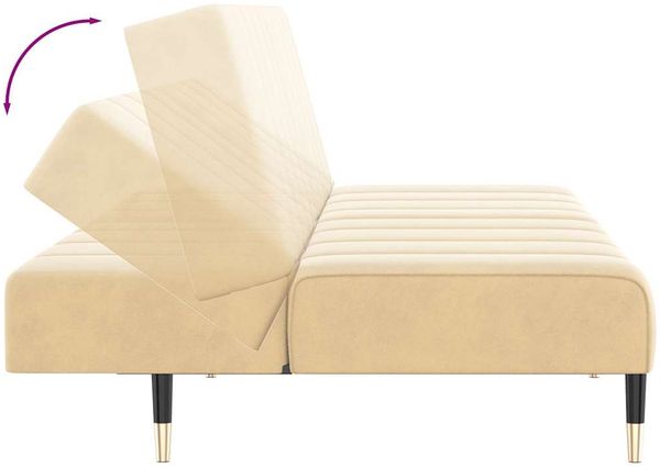 vidaXL Schlafsofa 2-Sitzer Creme Samt 375883 Bild 8
