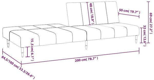 vidaXL Schlafsofa 2-Sitzer Creme Samt 375883 Bild 11