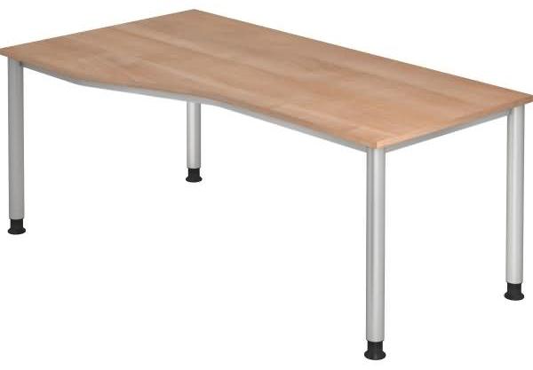 Schreibtisch HS18 4-Fuß rund 180x100 / 80cm Nussbaum Gestellfarbe: Silber