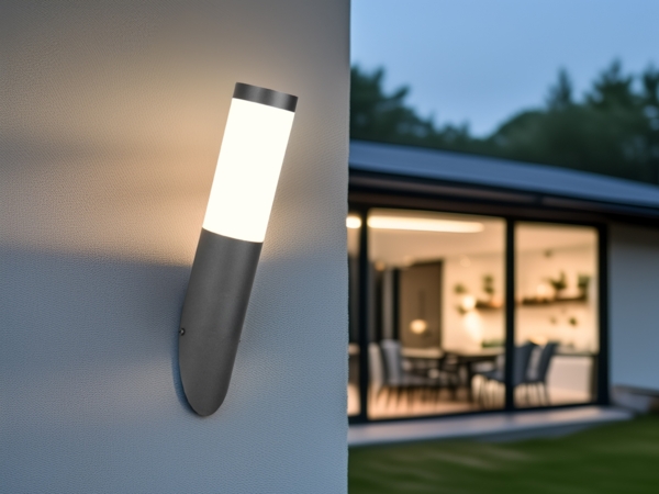 Moderne LED Außenwandleuchte aus Edelstahl in Schwarz, Höhe 39cm