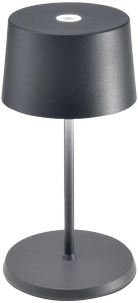 Zafferano, Olivia Mini Lampe, Tragbare und Wiederaufladbare Tischlampe mit Touch Control, Geeignet für Wohnzimmer und Außenbereich, Dimmer, 2200-3000 K, Höhe 22 cm, Farbe Dunkelgrau