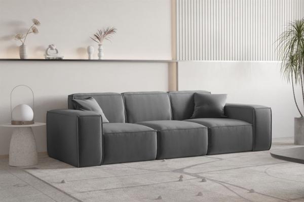 Sofa Designersofa CELES PREMIUM 3-Sitzer in Stoff Opera Velvet Dunkelgrau