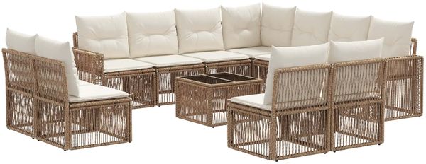vidaXL Gartensofa-set 12 pcs Beige und Cremeweiß Poly-Rattan 3435162