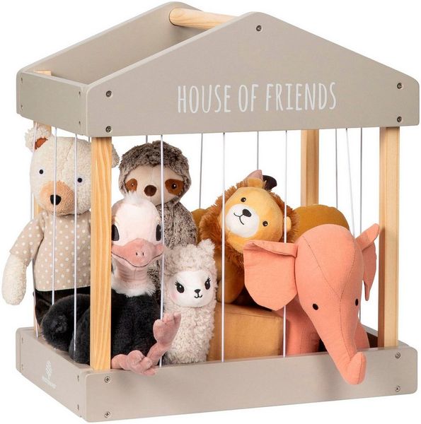 MUSTERKIND® Aufbewahrungsbox Plüschtier-Box House of Friends, warmgrau/natur, aus Holz, FSC® - schützt Wald