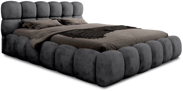 yourhouse24 Polsterbett Designer Boston mit Bettkasten und Lattenrost (Bettgestell mit Lattenrost und Bettkasten), Veloursstoff, Steppkopfteil, Bettkasten, pflegeleicht, stilvoll