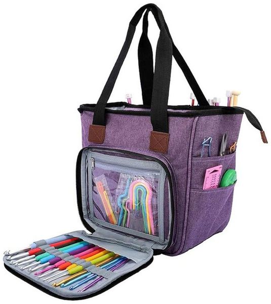 TUWENA Aufbewahrungsbox Häkeltasche für Garn, Leichte Stricknadeln, Wollaufbewahrungstasche, Tragbare Garntasche für Stricknadeln, Häkelnadeln, Wolle und Zubehör