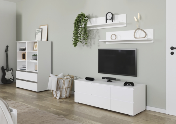 rauch Joel, TV-Element, Lowboard, 6 Schubladen, Farbe Weiß, BxHxT 120x42x42cm