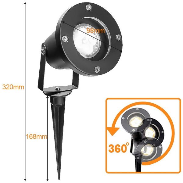 Clanmacy LED Gartenstrahler Gartenbeleuchtung mit Erdspieß 4W IP65 Gartenleuchte Warmweiß, LED fest integriert, Warmweiß