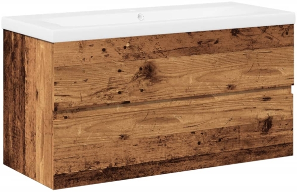 vidaXL Waschbeckenunterschrank mit Einbaubecken Altholz-Optik 3328925