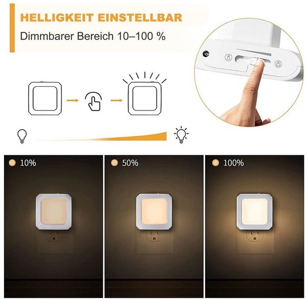 MUPOO LED Steckdosenleuchte LED Nachtlicht,LED-Schrankleuchte,LED Nachtlampe,Plug-in Dimmbar, Warmweiß, 1 Stk, Automatischer Dämmerungssensor,für Baby,Kinder Schlafzimmer