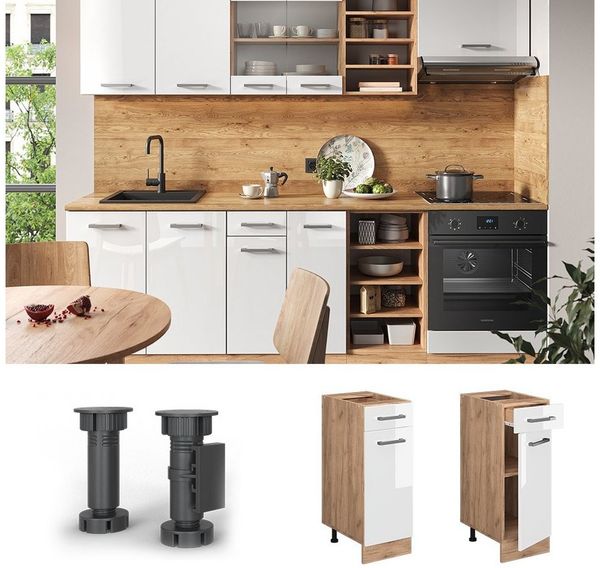 Vicco Küchenschrank Küchenzeile R-Line, Weiß Hochglanz, Schubunterschrank 30 cm, ohne AP Bild 2