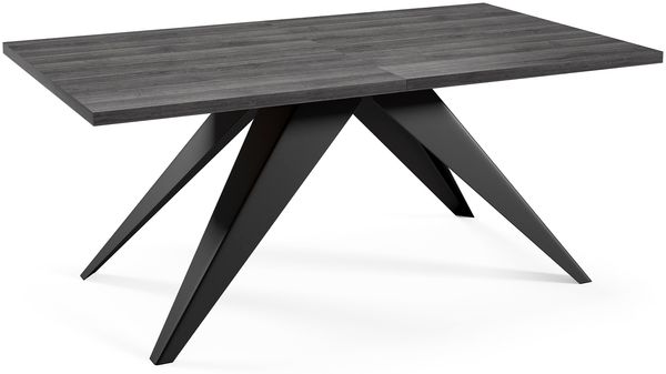 MEBLINI Esstisch Ausziehbar aus Metall - 140-240 x 80 x 76 cm - VENTI - Sherman Eiche Anthrazit/Schwarz Matt - Loft - Esszimmertisch Modern - Küchentisch - Ausziehtisch - Dining Table