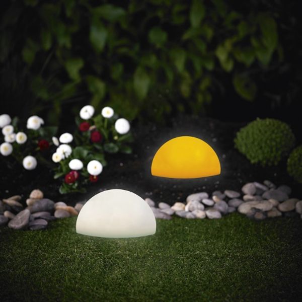 MeLiTec 2er Set Solar Gartenleuchten LK18 Halbkugel Ø 20, bernstein/ weiß