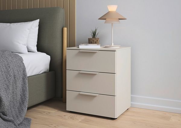 LeGer Home by Lena Gercke Nachtkommode Nachttisch Nachtschrank Nachtkonsole SERINA eleganter Eyecatcher (inkl. SOFT-CLOSE-FUNKTION), mit 3 Schubkästen sowie hochwertigen Metallgriffen MADE IN GERMANY