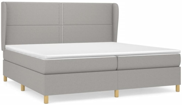 Polsterbett mit Matratze Stoff Hellgrau 200x200 cm, Härtegrad: H2 [3128469] Bild 2