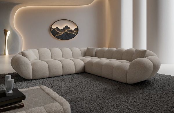 Sofa Dreams Ecksofa Maleron L Form Polstersofa, 4-Sitzer, Boucléstoff Bezug in Pearl, Design Polsterecke