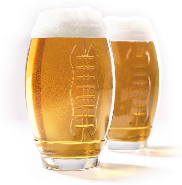 40YARDS Bierglas American Football Glas (2er Set) mit erhabener Football Naht (600 ml), 2-tlg, 100% Glas, erhabene, fühlbare Naht