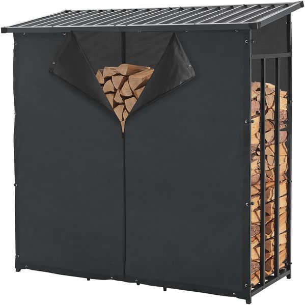 Brennholzregal Yakutat Schwarz 185x180x70 cm [casa. pro]