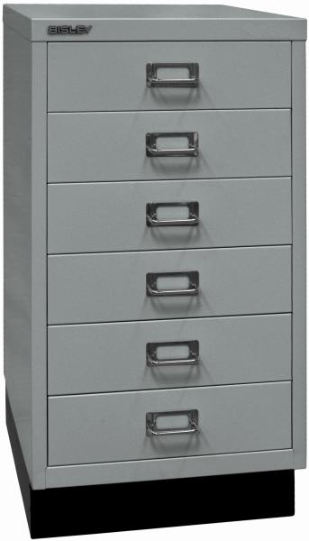 Bisley MultiDrawer™, 29er Serie mit Sockel, DIN A3, 6 Schubladen, Farbe silber