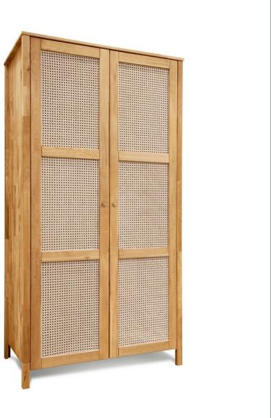 Kleiderschrank FRIA 2 Türen Wildeiche geölt mit Wiener Geflecht