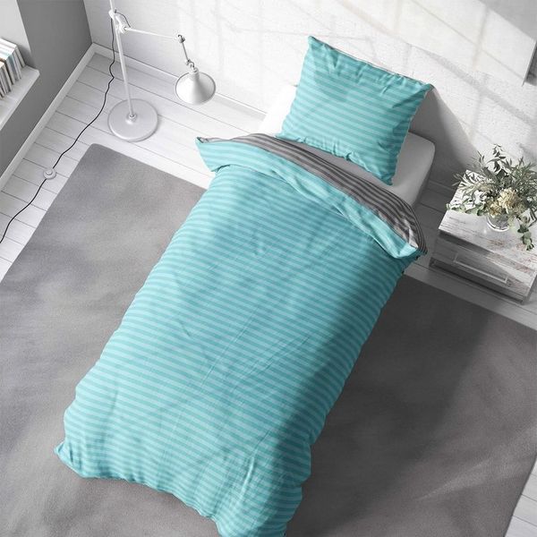 Visaggio Bettwäsche Baumwolle 135x200, 155x200, 155x220, 200x200, 200x220 oder 240x220, Renforcé, 2 teilig, Stripe Wendebettwäsche Streifen, mit Reißverschluss
