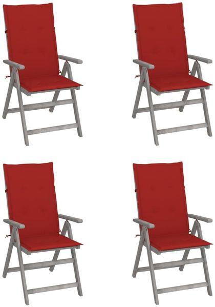 vidaXL Hochlehner Verstellbar 4 Stk. mit Auflagen Massivholz Akazie 3065383