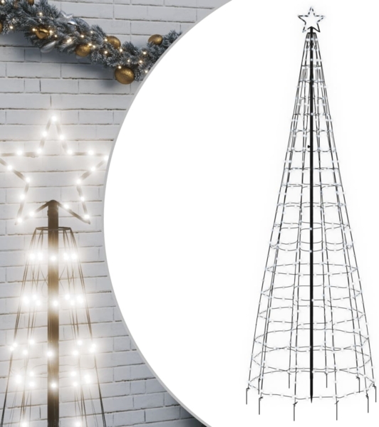 vidaXL LED-Weihnachtsbaum mit Erdspießen 570 LEDs Kaltweiß 300 cm 358105