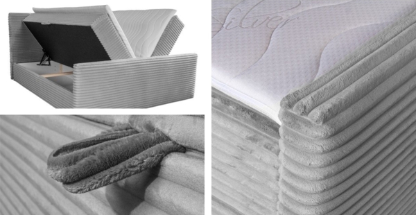 Kaiser Möbel Boxspringbett Boxspringbett mit bettkasten und topper TRENTO stoff Plüsch Cord, mit Topper mit Bettkasten Bild 3