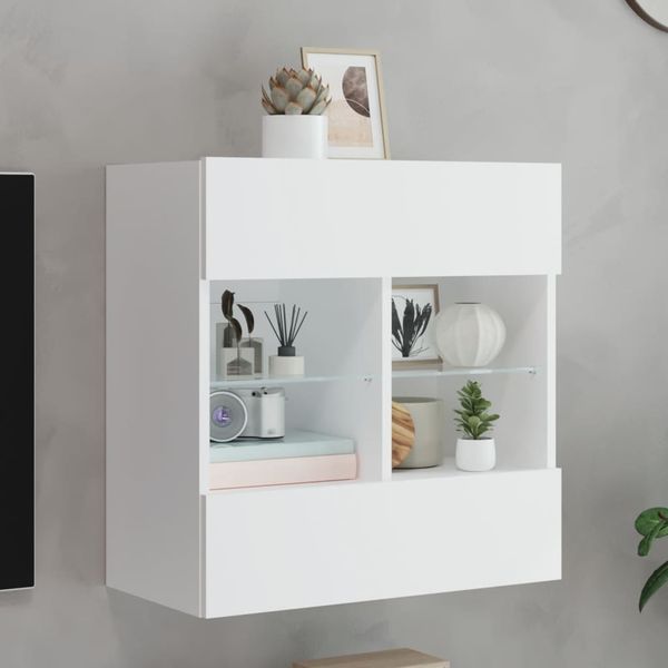 vidaXL TV-Wandschrank mit LED-Leuchten Weiß 58,5x30x60,5 cm 837092