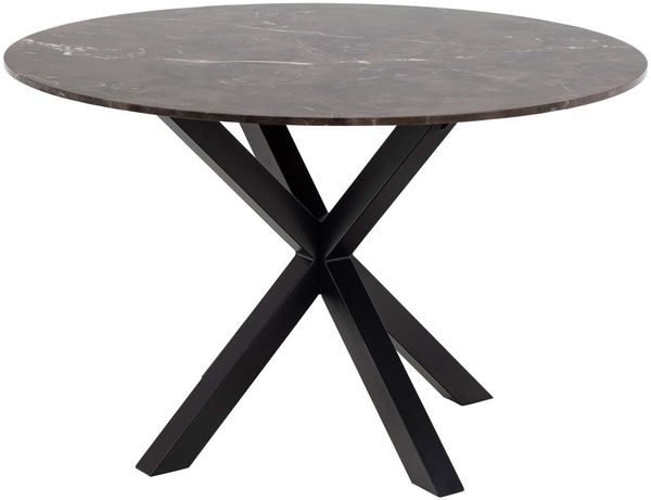 ACTONA GROUP Esstisch Heaven, Tischplatte aus braunem, foliertem Marmor, rund, Ø120 cm, Kreuzfuß