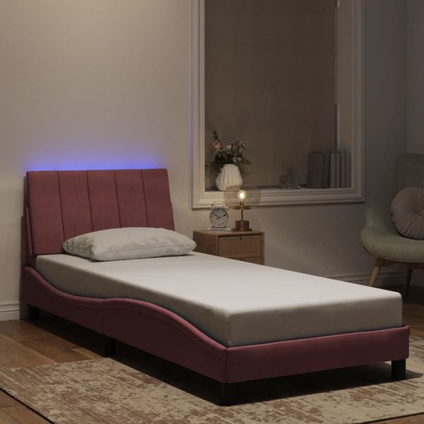 vidaXL Bettgestell mit LED ohne Matratze "Hanko" Rosa 90x200 cm Samt 3213762