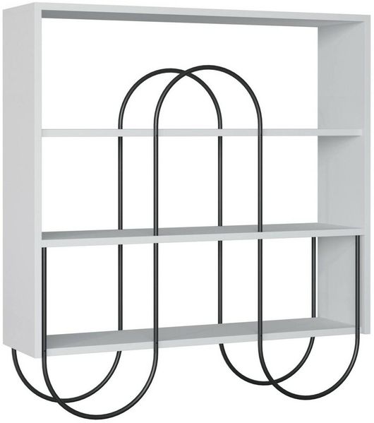 Dmora Bücherregal Otis, Büroregal, Mobiler Buchhalter, Bücherbrett, 96x26 h99 cm, Weiß