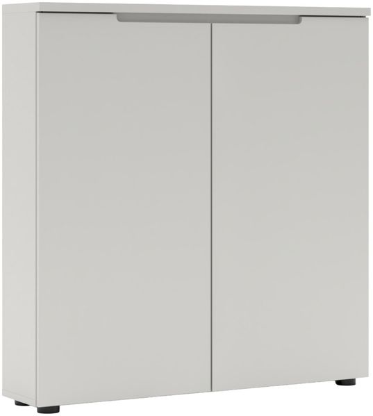 XORA 'BRESTA' Schuhkommode niedrig, MDF Lichtgrau, 97 x 100 x 22 cm, mit Softclose und 4 Fachböden