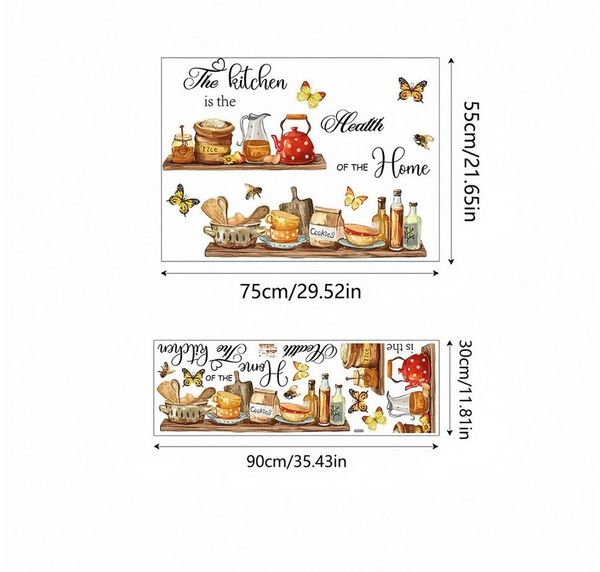 FOUORTUNATE-BEE Wandtattoo Küchen-Wandaufkleber – Selbstklebend & ablösbar, Dekorative Wandsticker für die Küche