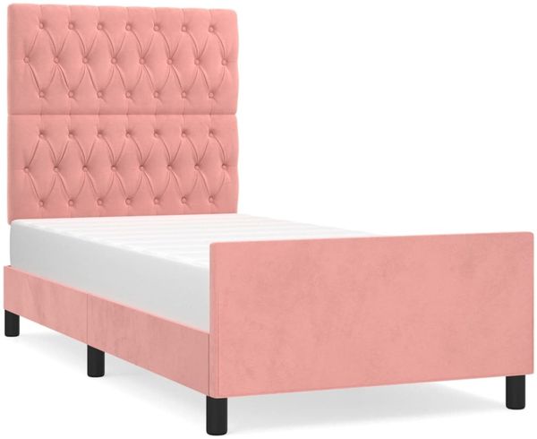 Einzelbettgestell Design für Erwachsene mit Kopfteil Rosa 90x200 cm Samt d3226e