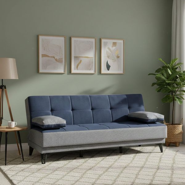 Dmora Sofa Bett 3-Sitzer Jordi 190x87 cm Grau, Verstellbar