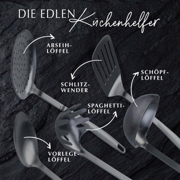 Stanley Rogers Kochbesteck-Set Küchenhelfer-Set, Edelstahl-Kochutensilien, Satin