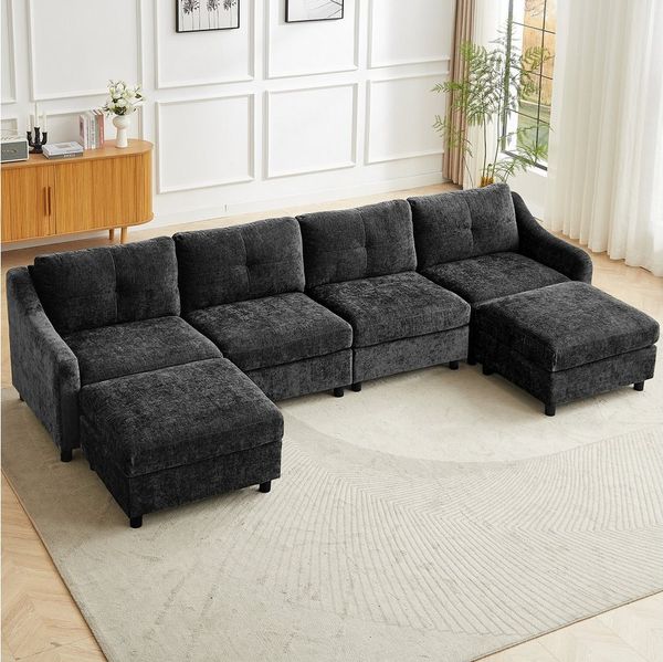 Jiexi Wohnlandschaft Ecksofa Mit Schlaffunktion Kordsofa, L oder U Form Couch