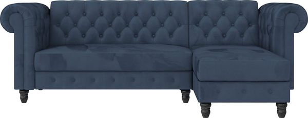 Dorel Home Ecksofa Felix, L-Form, 241 cm (Liegefl. 108x195 cm), Recamiere tauschbar, verstellb. Rückenlehne, Bett-Funktion, Velours, Kunstleder, Vintage