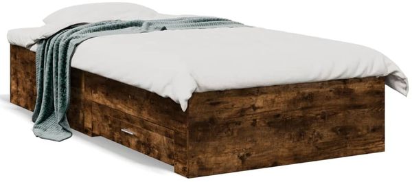 vidaXL Bettgestell mit Schubladen Räuchereiche 100x200cm Holzwerkstoff 3280423